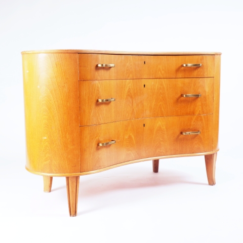 Axel Larsson kidney shaped chest of drawers made by Bodafors, Sweden