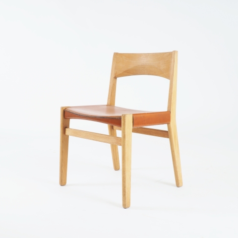 Dining chairs in oak and leather by John Vedel-Rieper