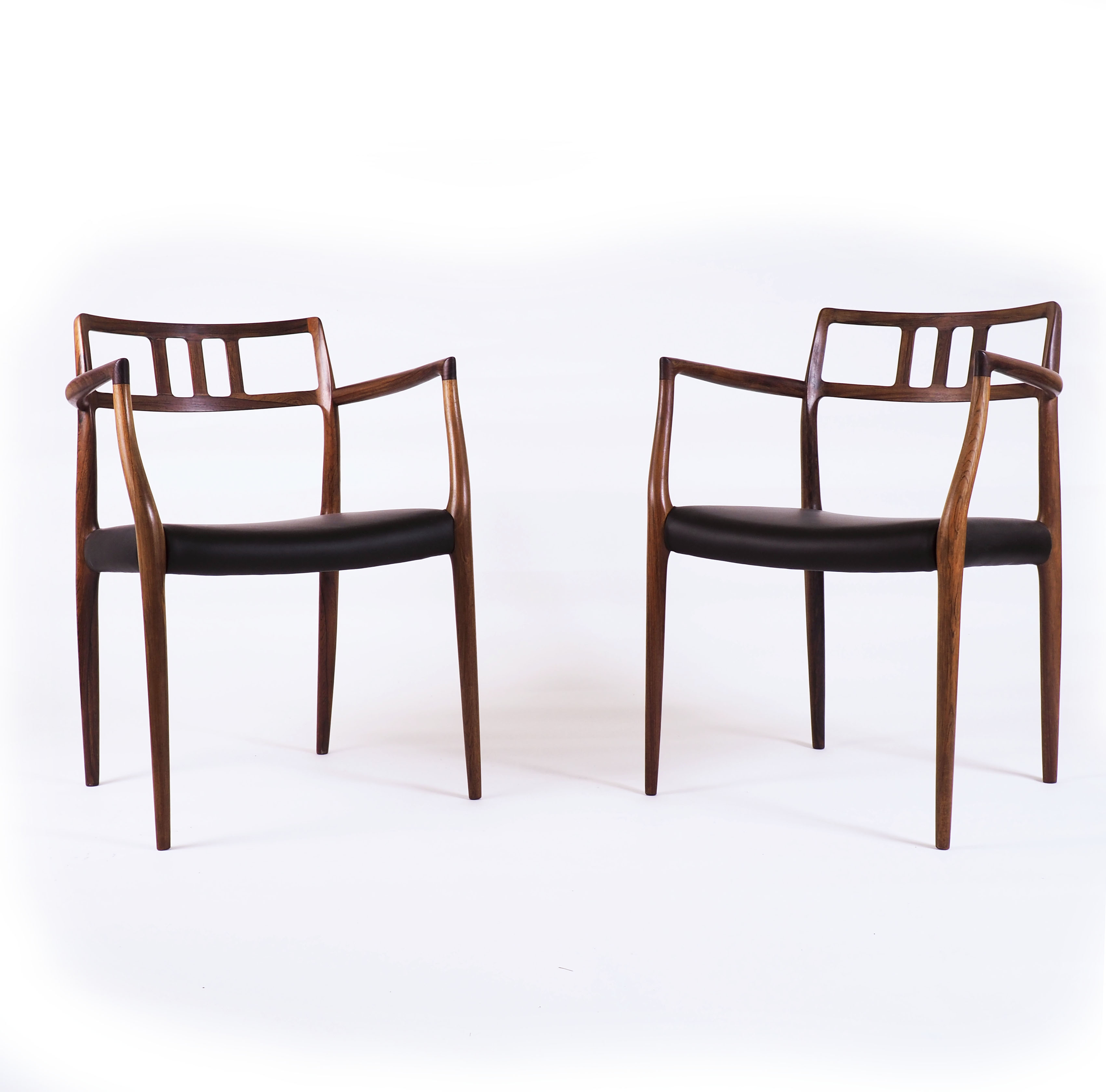 Model 64, Niels O. Møller Armchairs in Rosewood, Produced by J.L. Møller
