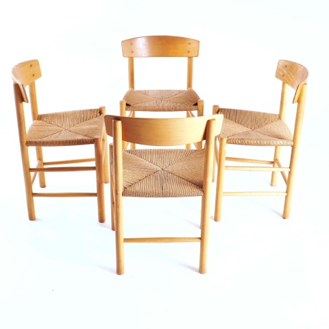 J39 chairs in beech and paper cord by Børge Mogensen