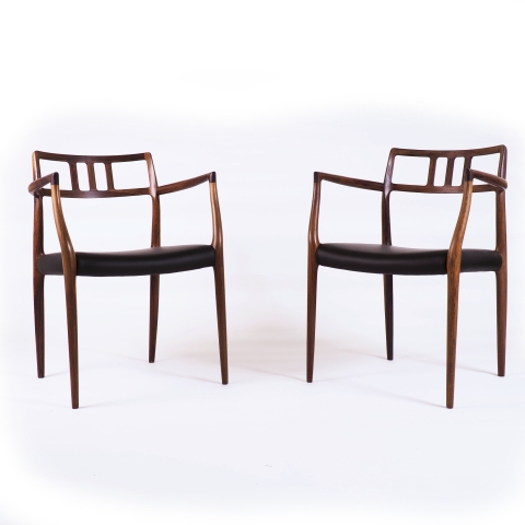 Model 64, Niels O. Møller Armchairs in Rosewood, Produced by J.L. Møller