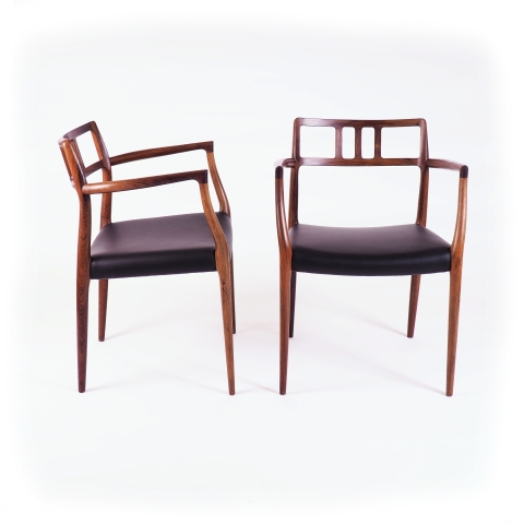 Model 64, Niels O. Møller Armchairs in Rosewood, Produced by J.L. Møller