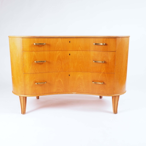 Axel Larsson kidney shaped chest of drawers made by Bodafors, Sweden